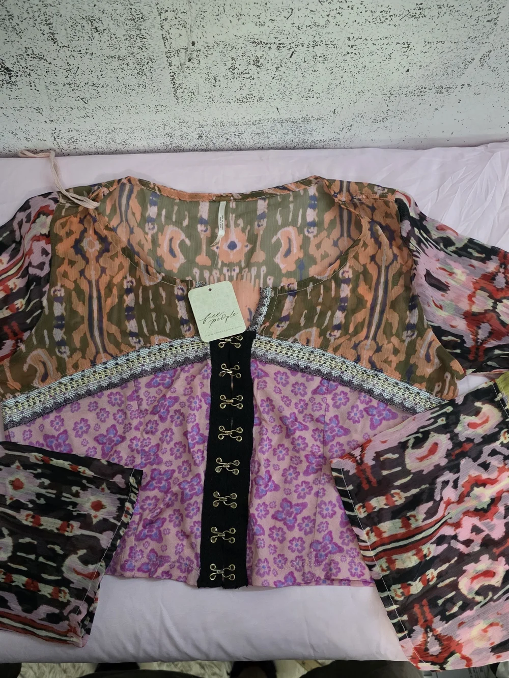 Free People Multicolor Printed Boho Tunic in Pink, Purple, Olive & Brown
